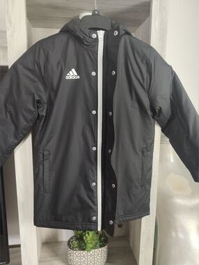 adidas Black Hooded Kids SZ ( 7/8 Years)XS Performance Jacket with White Trim